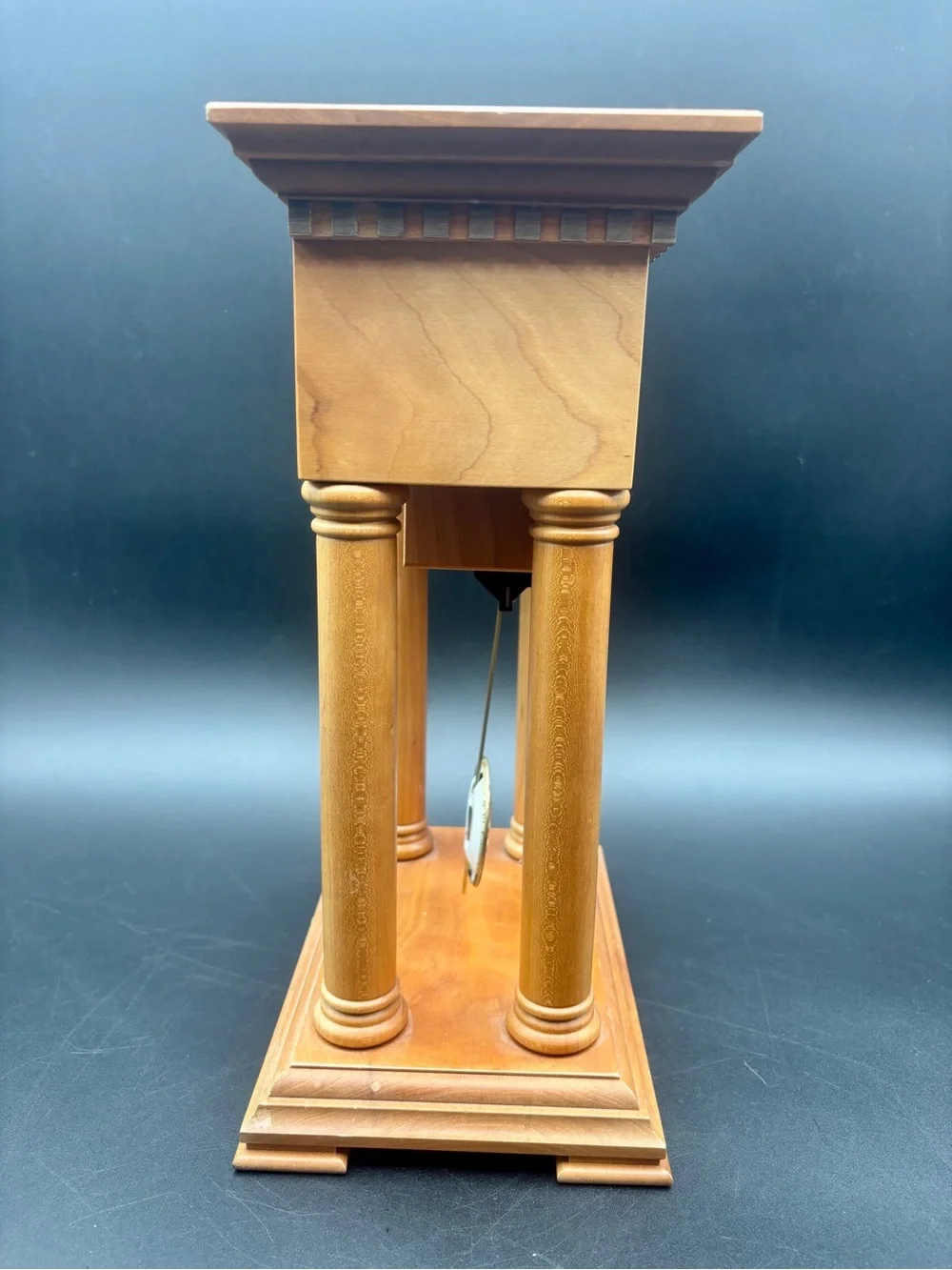 Schlabaugh & Sons Handcrafted Wooden Mantel Clock - Column Style Pendulum Works